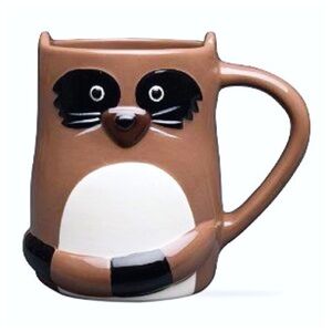 Tag : brown 3D raised ‘riley’ raccoon design coffee tea cup mug